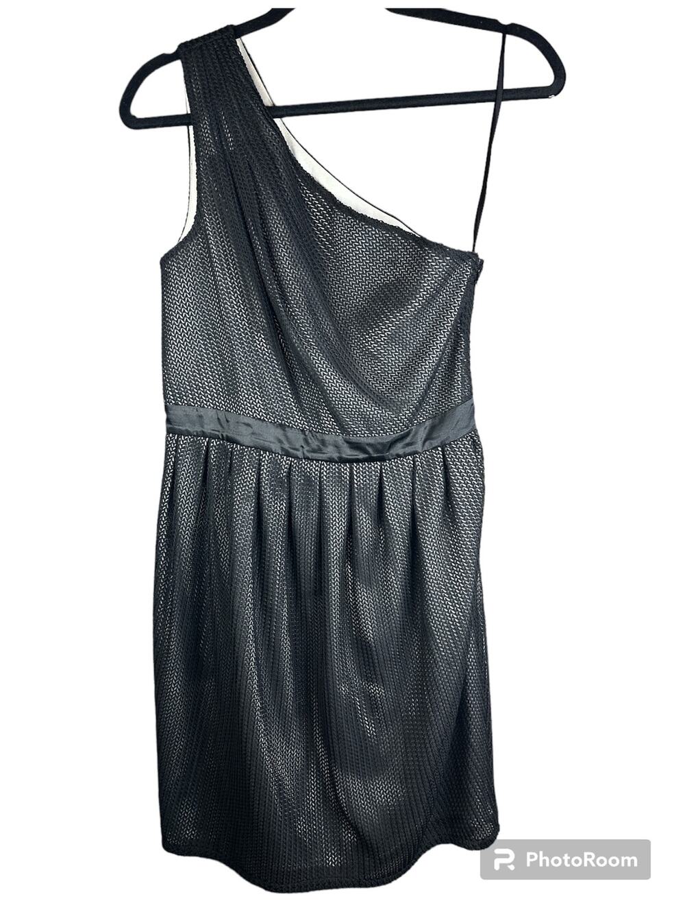 Armani Exchange One Sided One Shoulder Zip Up Textured Black white Dress Size 4